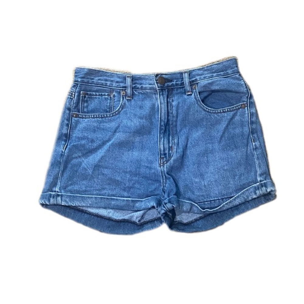 American Eagle medium wash cuffed mom jean shorts